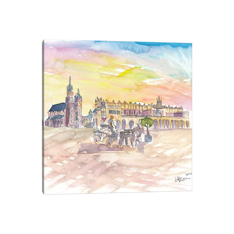 Krakow Poland Marketplace With Cathdral By Markus & Martina Bleichner - Wrapped Canvas Art Prints by Markus & Martina Bleichner - Wrapped Canvas Gallery-Wrapped Canvas Giclée