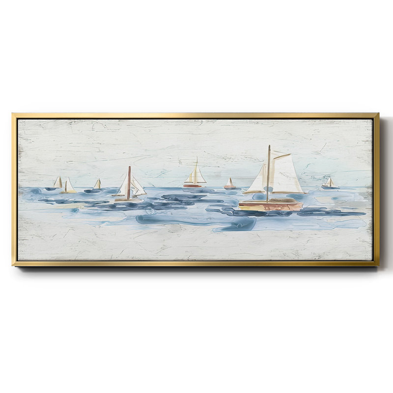 Bateaux sur l'eau II - Toile encadrée, H 12 po x l 30 po