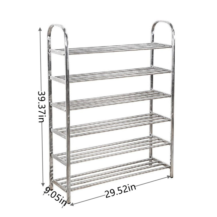 24.4 in. H 18-Pair Gray Metal Shoe Rack