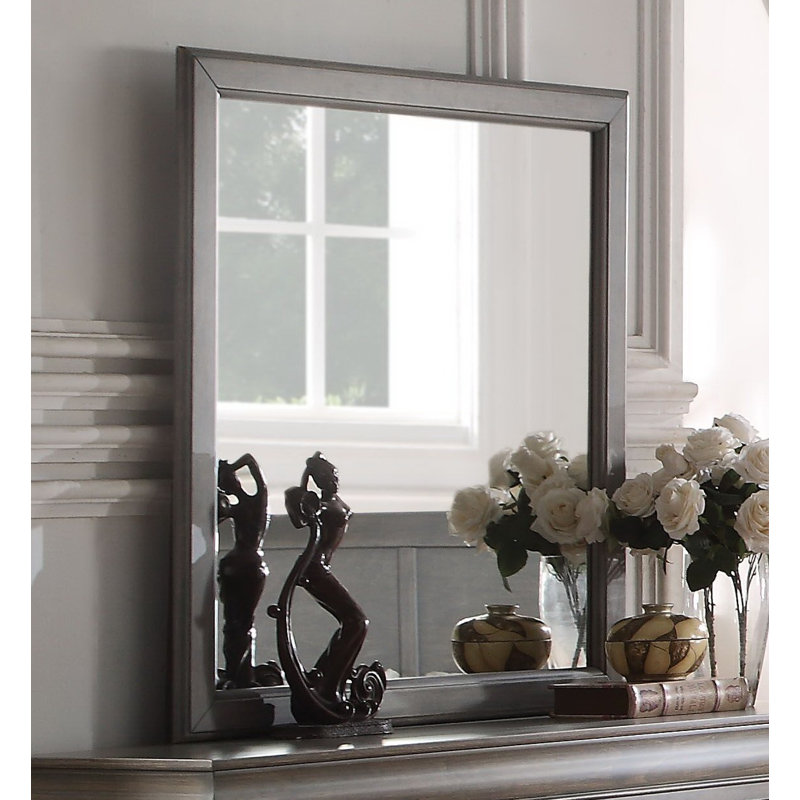 Elim Wood Wall Mirror, Antique Gray