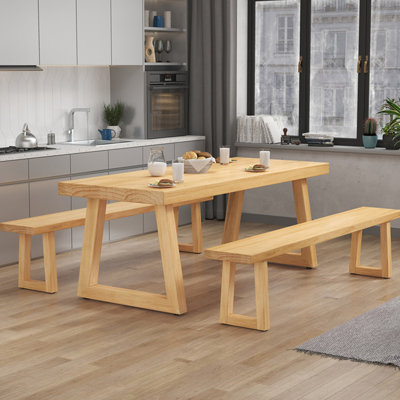 Burlywood Rectangular Solid Wood Dining Table