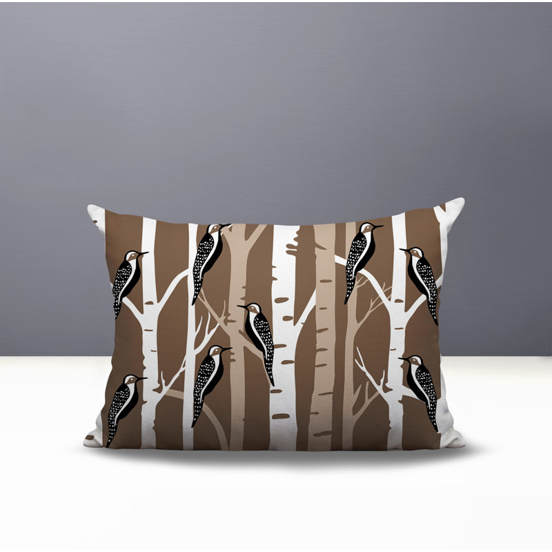 Oreiller réversible intérieur / extérieur Fiore Bird, Beige, Rectangle H 14 po x l 20 po