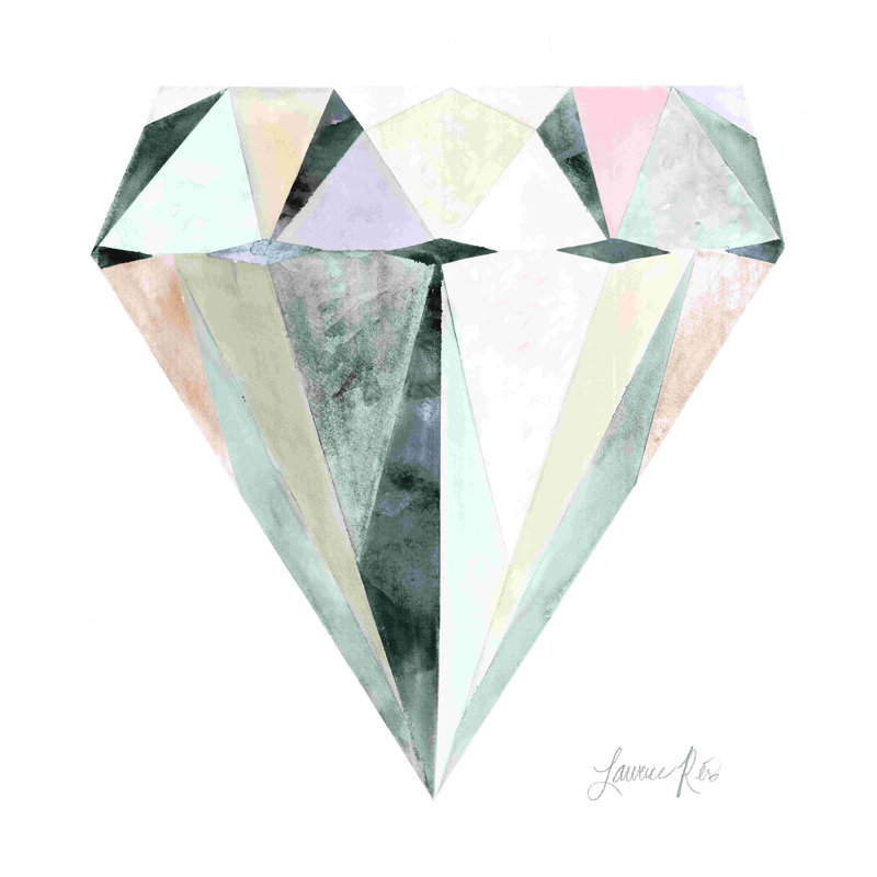 Diamant aquarelle, H 12 po x l 12 po