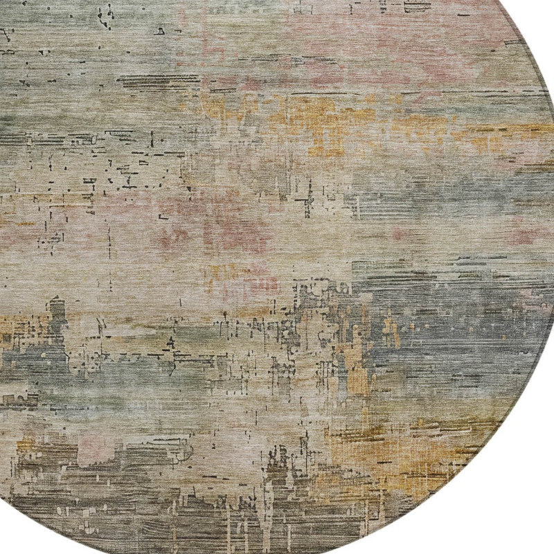 Tapis rond 8 po Sage And Beige