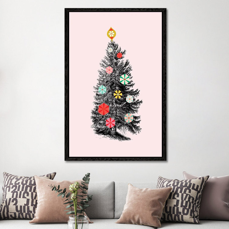 Retro Christmas Tree III by Show Me Mars - Gallery-Wrapped Canvas Giclée on Canvas, Black Framed