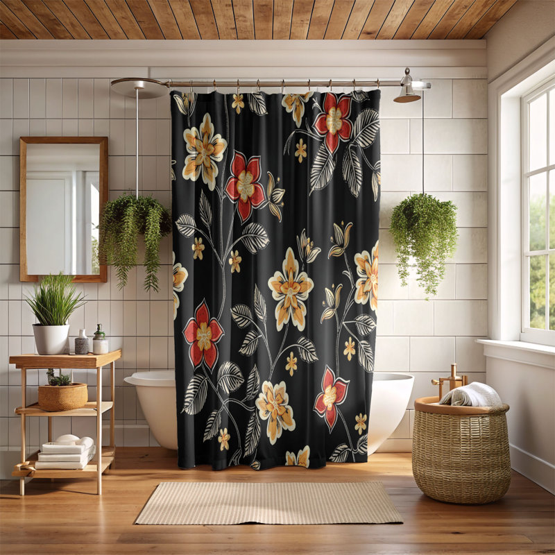 Tissu fleuri - Rideau de douche Premium, H 74 po x l 71 po