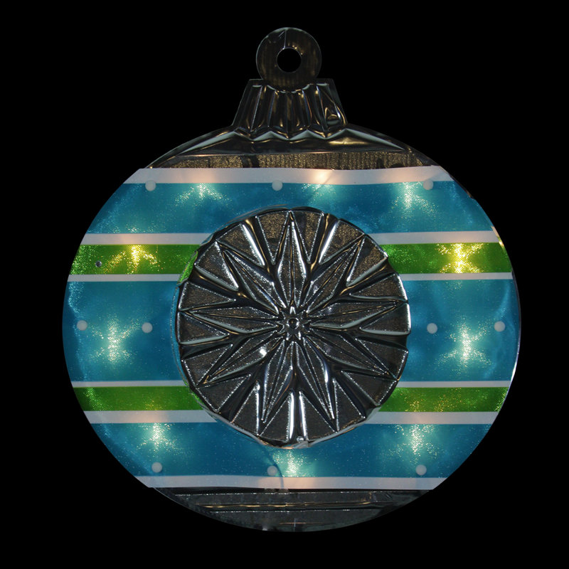 Décoration de fenêtre de Noël 15,5 po, Bleu / vert / blanc / mauve