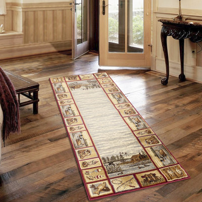 Tapis rouge en polypropylène Lodge, 2 pi X 3 pi, tapis en polypropylène 2 x 3 pi, teinture, option d'ameublement