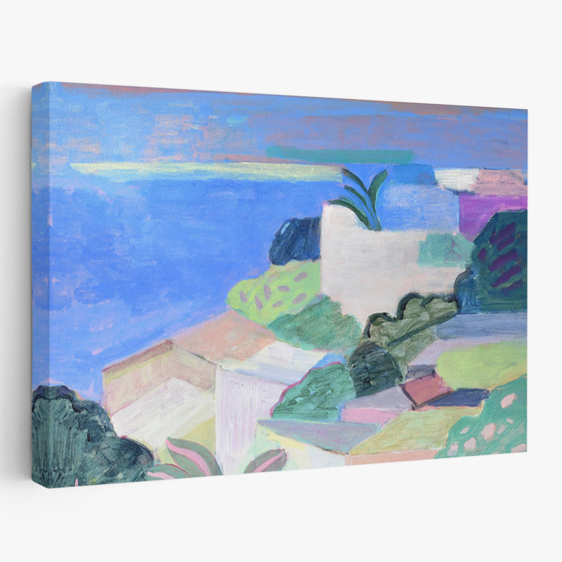 Marseille - paysages contemporains art bleu vert, H 16 po x l 24 po