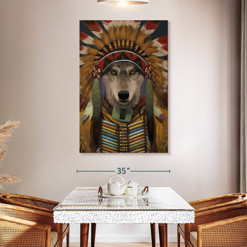 Brampt Wolf Spirit Chief, 51" H x 34" W