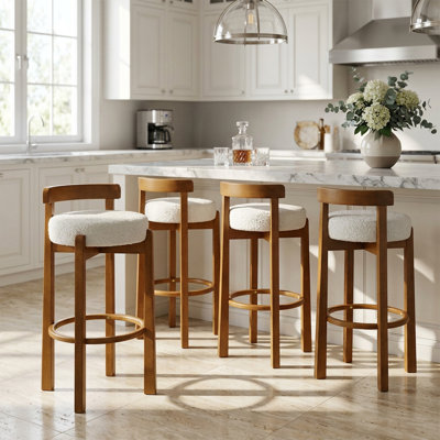 Ensemble de 4 tabourets de bar d'intérieur en bois à dossier bas