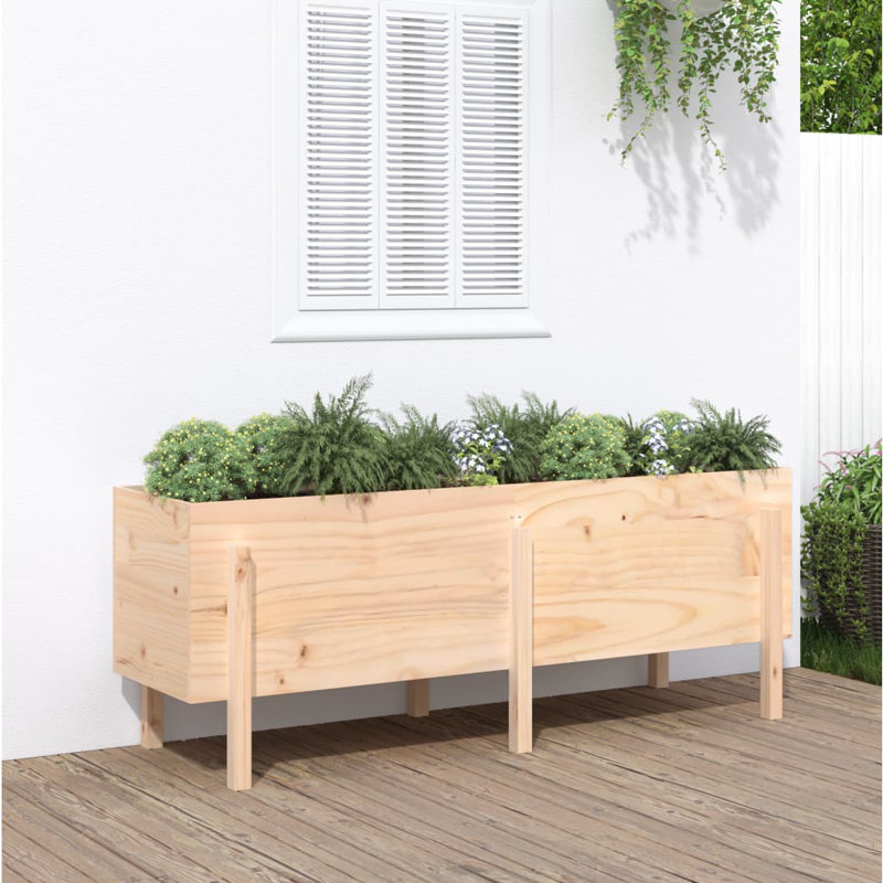 Meenakshi Wood Raised Garden Bed, Pine, Brown, 38cm H x 62cm W x 30cm D