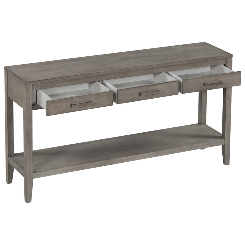 Deerfin Console Table, 59.08'' Contemporary Console Table with 3 Drawers and 1 Shelf, Gray