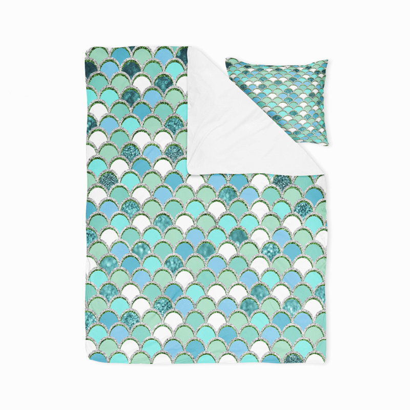  Ensemble de housse de couette géométrique bleu sarcelle, Housse de couette simple et 2 taies décoratives