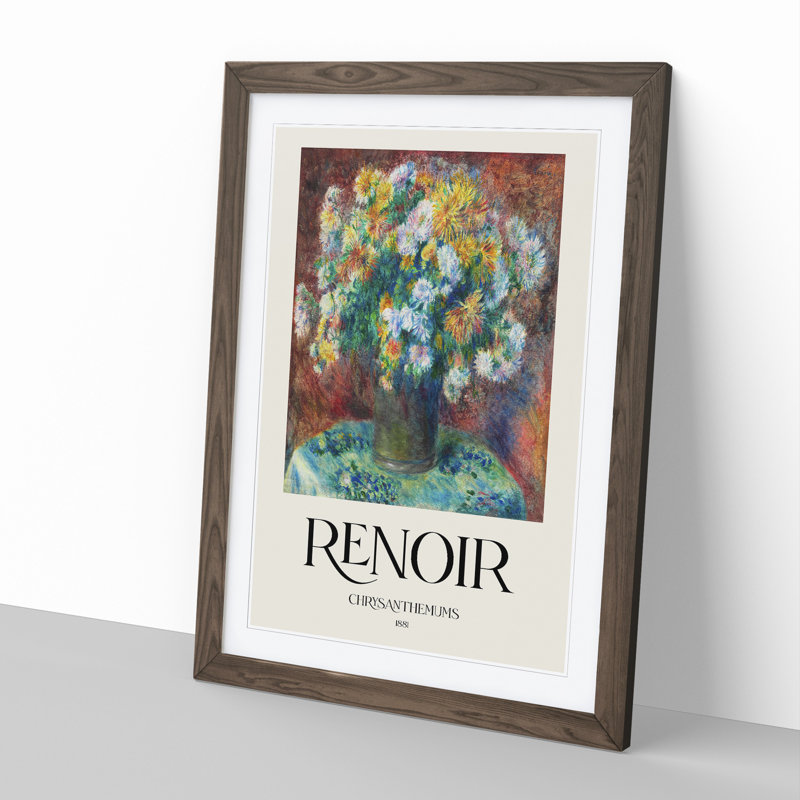 Chrysanthemums by Pierre-Auguste Renoir - Picture Frame Art Prints, 48cm H x 36cm W x 2cm D, Walnut