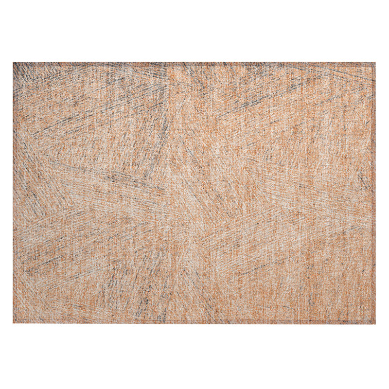 Peach Rectangular Flat Woven Synthetic Washable Rug