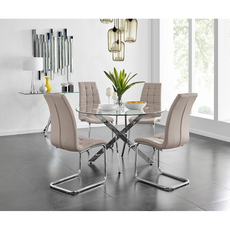 Ensemble de 4 tables de salle à manger Tierra Sleek, Beige cappuccino