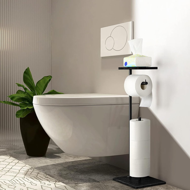 Porte-papier hygiénique sur pied, Noir