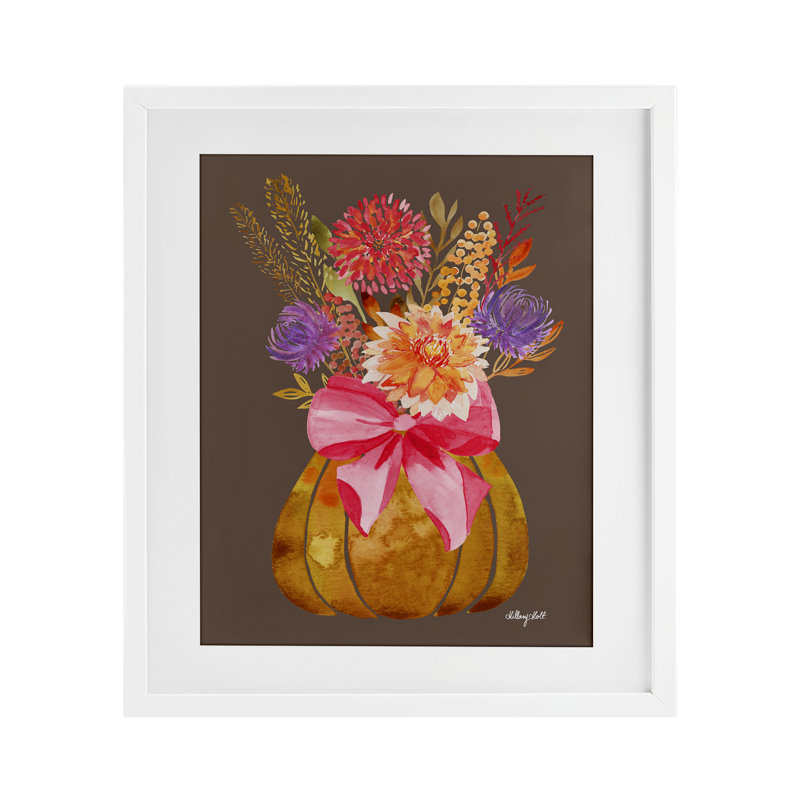 «Rustic Chic Pumpkin Florals», reproduction encadrée sous verre, conception de Hillary Holt, H 21 po x l 17 po