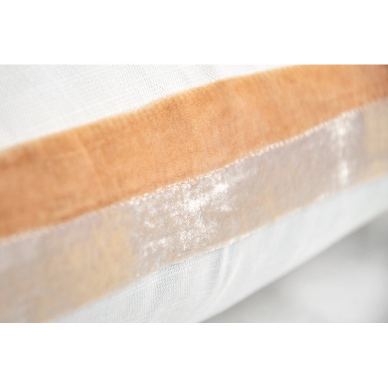 Double Tuxedo Reversible Throw Pillow, Gold Beige, Rectangle 14"H x 20"W