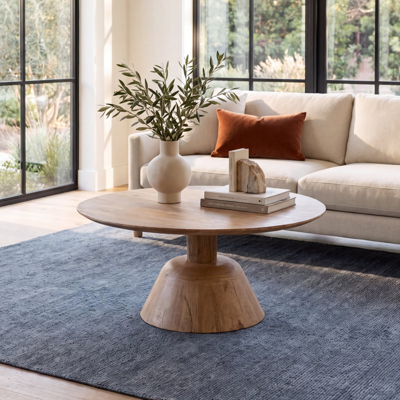 Yahira Carmine 30 in. Round Wood Coffee Table