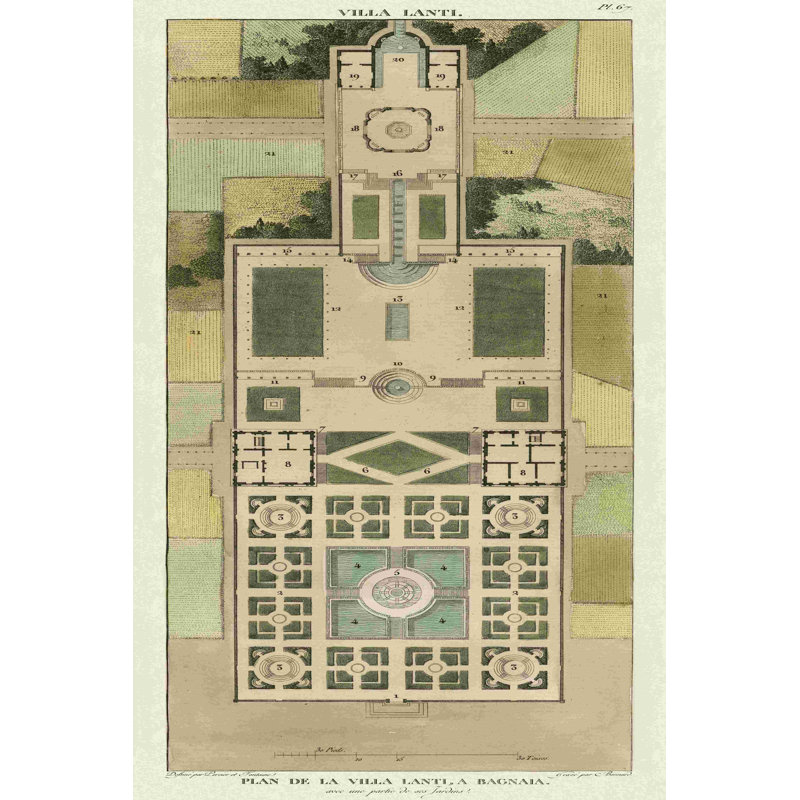" Plan De La Villa Lanti " by Bonnard, 48" H x 32" W  