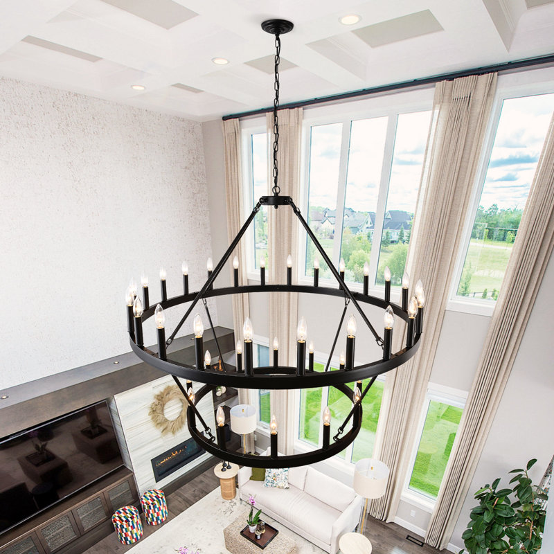 Holden 2-Tier Wagon Wheel Chandelier with Adjustable Height (Bulb Not Included)