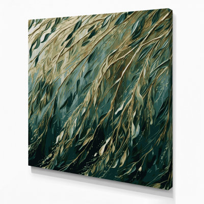 Botanical Willow Branches Green Canvas Wall Art