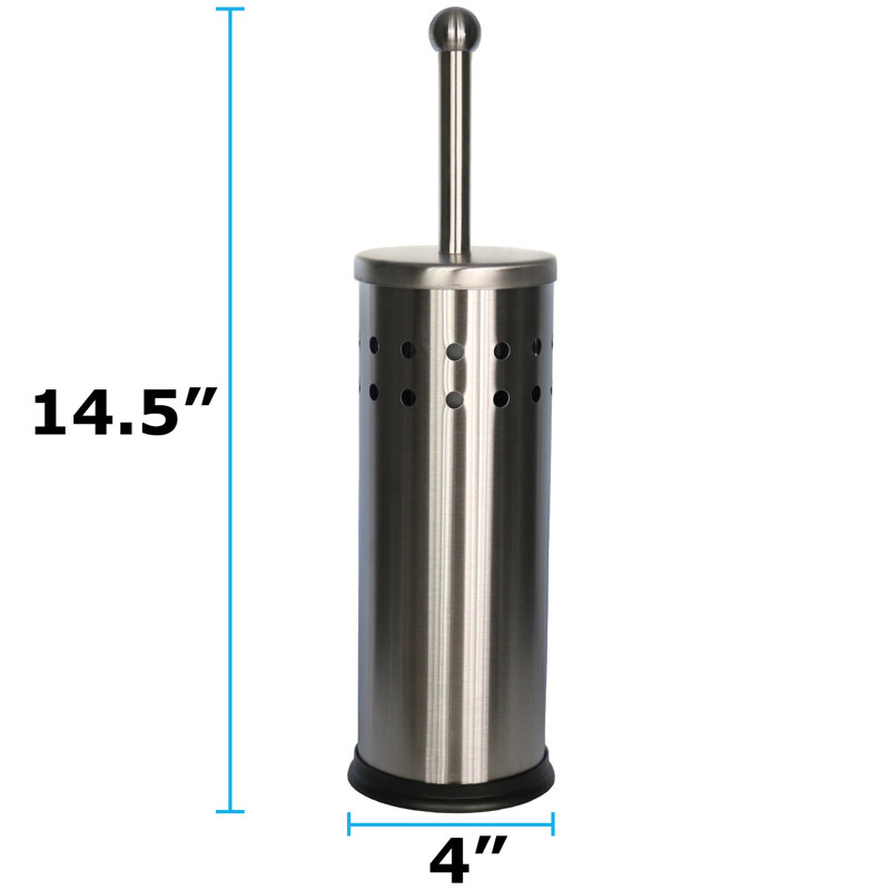 Stainless Steel Vented Toilet Brush Holder with Rubber Base