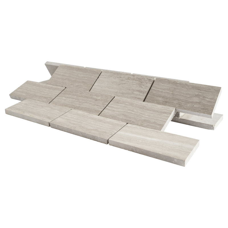 Carreau de mosaïque en marbre poli en bois beige 11,82 po x 11,82 po