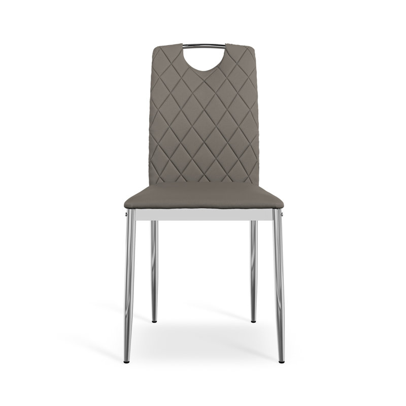 Marhill 18.1cm H Upholstered Side Chair, 4, Chrome, Grey Velvet