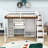 Full Wooden Loft Bed With USB Charging Ports, Wardrobe, Light, Dressing Table And Shelves-109055997