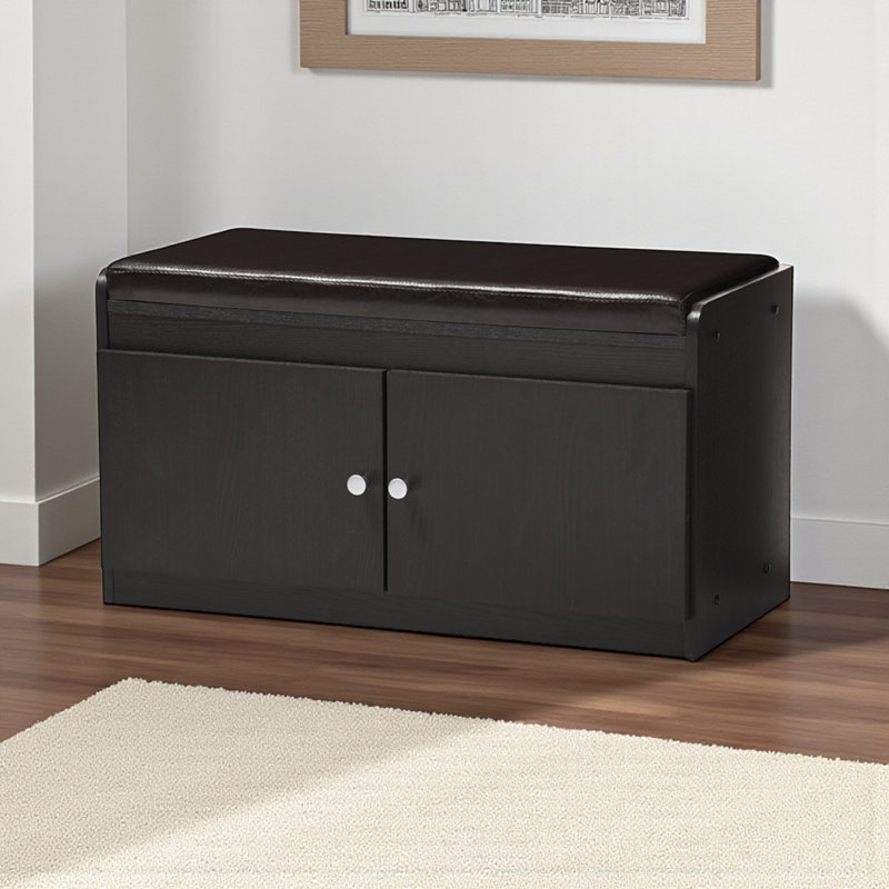 Amezcua Faux Leather Upholstered Storage Bench in Espresso Finish, 16.97'' H X 31.2'' W X 14.04'' D, Espresso