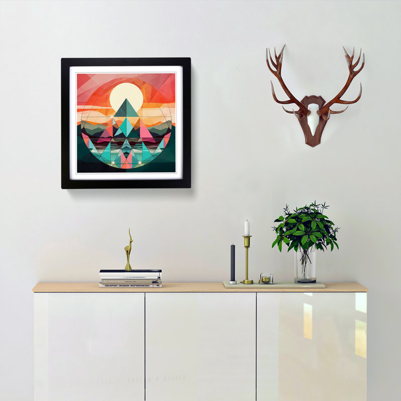 Sunrise Geometric No.1 - Framed Print, Black