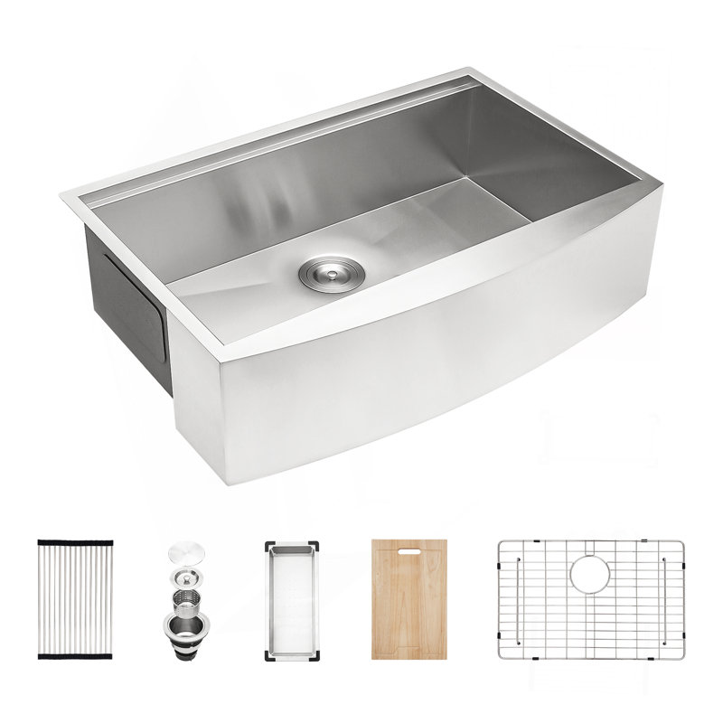 33 Farmhouse Sink Workstation - 33*21*9 Inch Kitchen Sink Stainless Steel 18 Gauge Apron Front Kitchen Sink