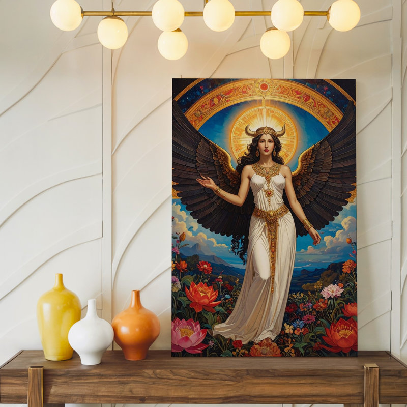 Art mural, déesse ailée, toile, H 9 po x l 12 po