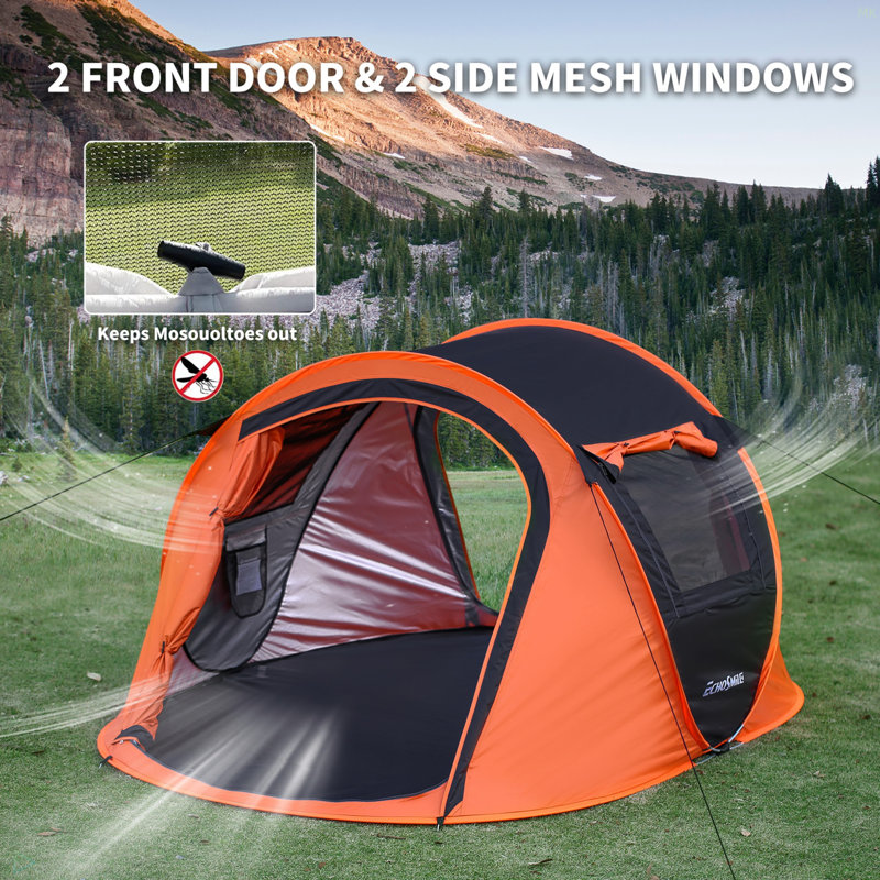 2 Person Pop Up Camping Tent, Black/Cream