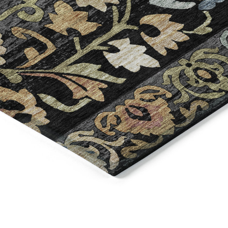 Tapis floral intérieur / extérieur lavable à la machine Husby ACN2193, Rectangle 5 pi x 7 pi 6 po