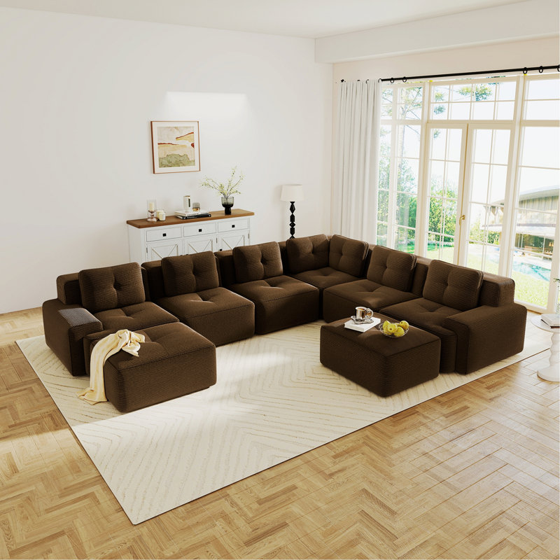 Canapé modulaire d'angle modulaire avec repose-pieds mobile