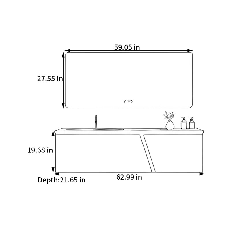 Armoire de salle de bain au style simple et moderne, 19.68" H x 62.99" W x 21.65" D