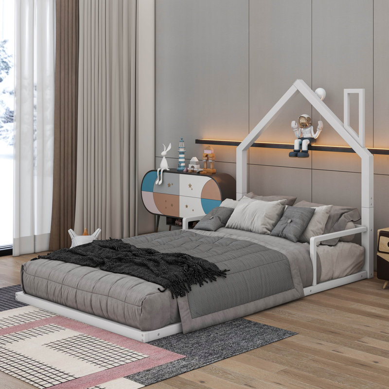 Ailton Metal Platform Bed, White, Twin