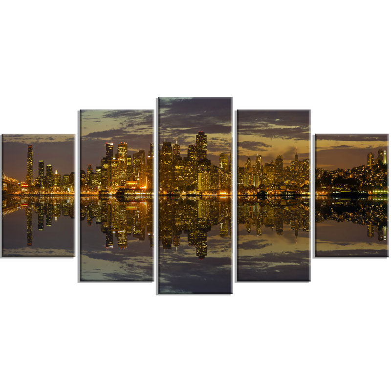 «San Francisco at Sunset Panorama», ensemble de 5 toiles tendues