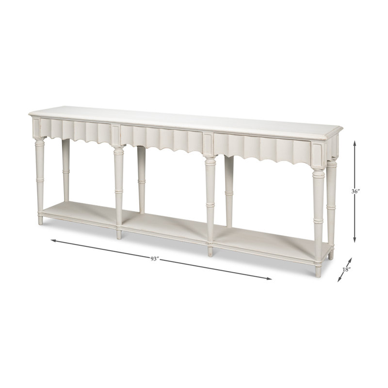 Chantal 93'' W Solid Wood Console Table, Antique White