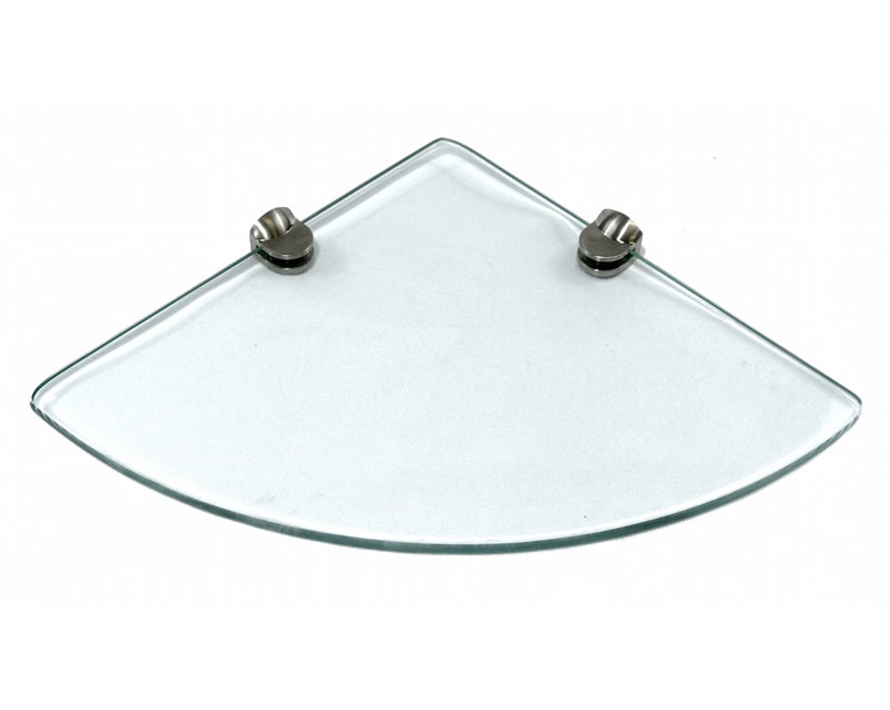 Wrightstown Corner Glass Corner Shelf with Adjustable Shelves, 0.3" H x 7" W x 7" D, Clear