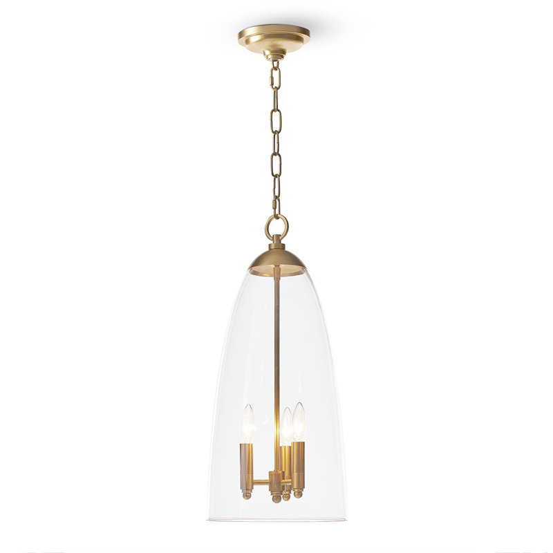 Maiden Glass Pendant, Natural Brass