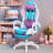 Gaming Chair With Led Lights, Ergonomic Massage Computer Chair Height Adjustable, Girls Video Game Chair With 360° Swivel Seat ＆ Headrest, Supports 300Lbs For Home Office