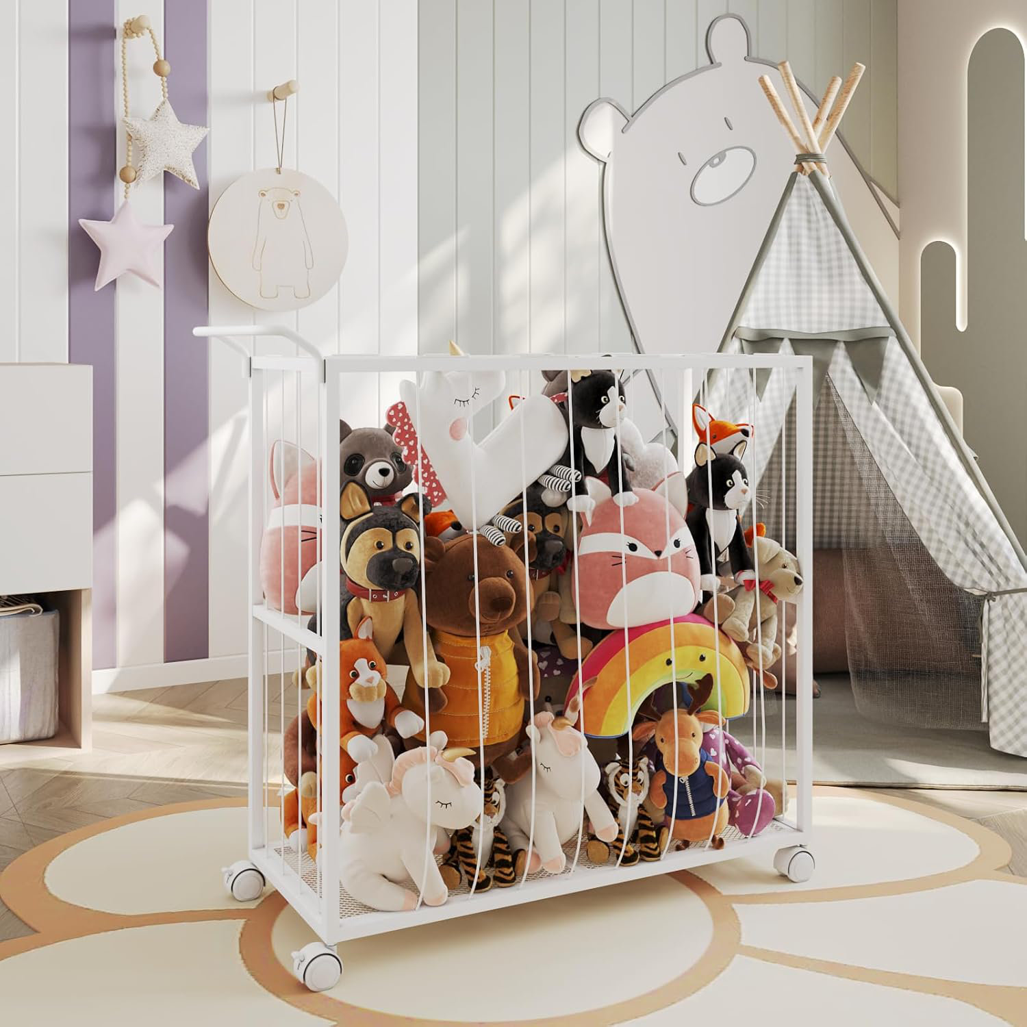 St￭ Animal Storage Tube - Plush Toy Organizer, Animal Zoo...