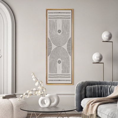 Abstract Black White Geometric Line Minimalist Modern Panoramic Horizontal Neutral Wall Art Decor