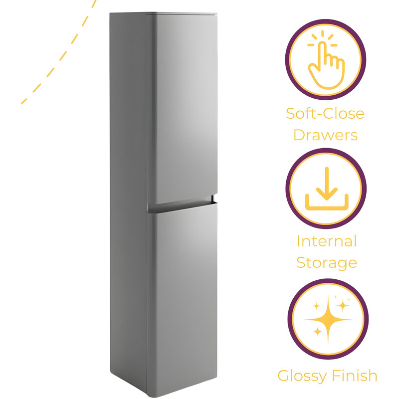 Scandinavian 40cm x 170cm Wall Mounted Cabinet, Light Grey