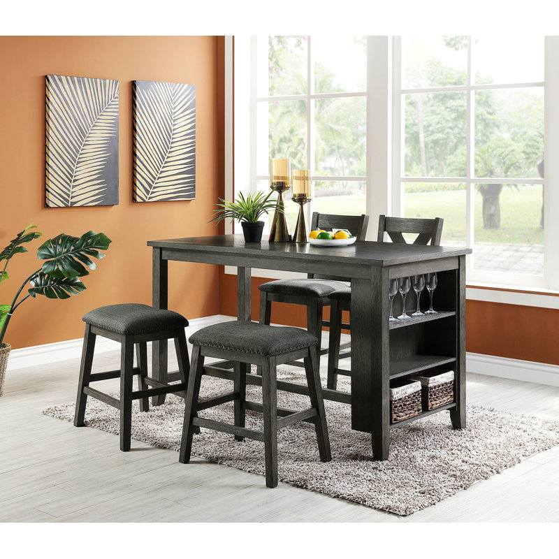 Ensemble de 2 tabourets de hauteur de comptoir Modern Modern, Gris, Gris délavé